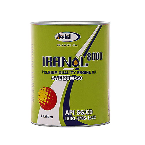 iranol-8000-20w50-4l.jpg روغن موتور 20W-50 ایرانول مدل 8000 SG حجم 4 لیتر
