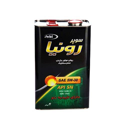 iranol-super-ronia-5w30-4l.jpg روغن موتور 5W-30 ایرانول مدل سوپر رونیا SN حجم 4 لیتر